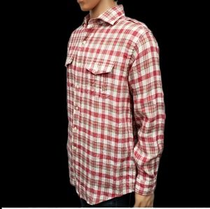 Brooks Brothers 346 Slim Fit Long Roll Tab Sleeve Button Up Shirt  Linen Men's L